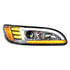 35766 by UNITED PACIFIC - Projection Headlight Assembly - RH, Chrome Housing, High/Low Beam, H7 Quartz Bulb, with 24 LED Signal (Sequential), 18 LED DRL/Position Light and Side Marker