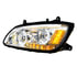 35771 by UNITED PACIFIC - Projection Headlight Assembly - LH, LED, Chrome Housing, High/Low Beam, with Amber LED Turn Signal, White LED Position Light Bar and Amber LED Marker Light