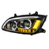 35773 by UNITED PACIFIC - Projection Headlight Assembly - LH, LED, Black Housing, High/Low Beam, with Amber LED Turn Signal, White LED Position Light Bar and Amber LED Marker Light