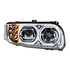 35785 by UNITED PACIFIC - Headlight Assembly - RH, LED, Chrome Housing, High/Low Beam, with 6 LED Signal and 100 LED Position Light