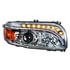 35803 by UNITED PACIFIC - Projection Headlight Assembly - RH, Chrome Housing, High/Low Beam, H11/HB3 Bulb, with Amber LED Signal Light, White LED Position Light and Amber LED Side Marker