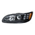 35810 by UNITED PACIFIC - Projection Headlight Assembly - LH, Black Housing, High/Low Beam, H11/HB3 Bulb, with Amber 6 LED Signal Light, White LED Position Light and LED Side Marker, Back Cover Included