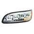 35841 by UNITED PACIFIC - Headlight - L/H, Chrome, Quad-LED, with LED Directional & Sequential Signal, for 2005-2015 Peterbilt 386