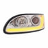 31252 by UNITED PACIFIC - Projection Headlight Assembly - LH, Chrome Housing, High/Low Beam, H7/H1/3157 Bulb, with Signal Light and LED Dual Mode Light Bar