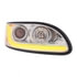 31253 by UNITED PACIFIC - Projection Headlight Assembly - RH, Chrome Housing, High/Low Beam, H7/H1/3157 Bulb, with Signal Light and LED Dual Mode Light Bar