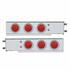 61730 by UNITED PACIFIC - Light Bar - Stainless Steel, Spring Loaded, Rear, Reflector/Stop/Turn/Tail Light, Red LED/Red Lens, with 2.5" Bolt Pattern, with Chrome Bezels and Visors, 7 LED per Light