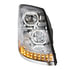 35750 by UNITED PACIFIC - Headlight Assembly - LED, RH, Chrome Housing, High/Low Beam, with 18 LED Amber Signal (Sequential), 100 LED White DRL, 6 LED Side Marker