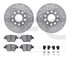 7612-74039 by DYNAMIC FRICTION COMPANY - Rotors-Drilled & Slotted-Silver w/ 5000 Euro Ceramic Brake Pads Incl Hdw