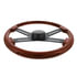 88186 by UNITED PACIFIC - Steering Wheel - 18" Matte Black, 4 Spoke, with Horn Bezel and Wood Grain Button