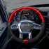 88350 by UNITED PACIFIC - Steering Wheel - 18 " dia., Candy Red, Leather and Wood, fits 2012-2021 Peterbilt 579