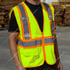 99219L by UNITED PACIFIC - Safety Vest - Yellow, Large, High Visibility, with Pocket and Zipper