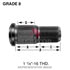09001925 by MERITOR - Wheel Hub Stud, Right Hand, 1 1/8-16 UN-2A, Grade 8, Round Head, Serrated