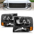 111080 by ANZO - Crystal Headlight Set; Clear Lens; Black Housing; Pair; 2 pc;