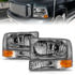111081 by ANZO - Crystal Headlight Set; Clear Lens; Chrome Housing; Pair; 2pc;