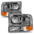 111081 by ANZO - Crystal Headlight Set; Clear Lens; Chrome Housing; Pair; 2pc;