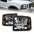 111106 by ANZO - Crystal Headlight Set; Clear Lens; Black Housing; w/1 pc. LED Strip; Pair;