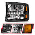 111106 by ANZO - Crystal Headlight Set; Clear Lens; Black Housing; w/1 pc. LED Strip; Pair;