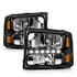 111106 by ANZO - Crystal Headlight Set; Clear Lens; Black Housing; w/1 pc. LED Strip; Pair;