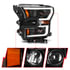 111357 by ANZO - Projector Headlight Set; Clear Lens; w/Plank Style Switchback; Black w/Amber; Pair;