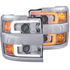 111366 by ANZO - Projector Headlight Set; Clear Lens; w/Plank Style Switchback; Chrome w/Amber; Chrome Rim; Pair;