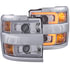 111366 by ANZO - Projector Headlight Set; Clear Lens; w/Plank Style Switchback; Chrome w/Amber; Chrome Rim; Pair;