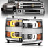 111366 by ANZO - Projector Headlight Set; Clear Lens; w/Plank Style Switchback; Chrome w/Amber; Chrome Rim; Pair;
