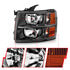 111393 by ANZO - Crystal Headlight Set; Clear Lens; Black Housing; White/Amber;