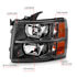 111393 by ANZO - Crystal Headlight Set; Clear Lens; Black Housing; White/Amber;