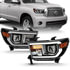 111447 by ANZO - Projector Headlight Set; Light Bar H.L; w/Black Amber Lens; w/Halogen Bulb;