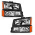 111452 by ANZO - Crystal Headlight Set; Clear Lens; Black w/Amber Housing; 4PCS; w/Corner Lights; Pair;