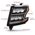 Anzo 111478 Headlight Assembly LED Crystal Headlight; w/Plank Style; Black Clear w/Sequential Amber; Pair;