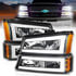 111501 by ANZO - Crystal Headlight Set; Black Housing; Pair; w/Light Bar;