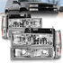 111506 by ANZO - Crystal Headlight Set; Chrome Housing; w/Signal & Side Markers; 8 PCS; Pair;