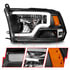 111539 by ANZO - LED Projector Headlight; LED Square; Black Housing; w/Light Bar; Pair;