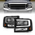 111549 by ANZO - Crystal Headlight Set; Black Housing; Pair; w/Light Bar;