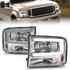 111550 by ANZO - Crystal Headlight Set; Chorme Housing; Pair; w/Light Bar;
