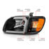 111579 by ANZO - Crystal Headlight Set; Clear Lens; Black Housing; w/Light Bar; Pair;