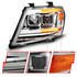 111598 by ANZO - Projector Headlight Set; Chrome Headlight; Dual Square Projector; w/Sequential; w/Light Bar Switchback; w/DRL;