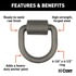 83750 by CURT MANUFACTURING - 3in.x 3in. Weld-On Tie-Down D-Ring (6;100 lbs; Raw Steel)