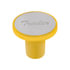 22988 by UNITED PACIFIC - Air Brake Valve Control Knob - "Trailer", Aluminum, Screw-On, with Stainless Plaque, Electric Yellow