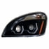 31228 by UNITED PACIFIC - Black Projection Headlight with DF Amber LED Position Light for 2008-207 FL Cascadia - Driver Side