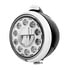 31565 by UNITED PACIFIC - Guide Headlight - 1 High Power, LED, 682-C Style, RH/LH, 7", Round, Powdercoated Black Housing, with 5 LED Dual Mode Signal Light, with Clear Lens