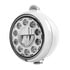 31563 by UNITED PACIFIC - Guide Headlight - 1 High Power LED, RH/LH, 7", Round, Polished Housing, with 5 LED Dual Mode Turn Signal Light, with Clear Lens