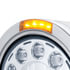 31568 by UNITED PACIFIC - Headlight - 1 High Power, LED, Half-Moon, RH/LH, 7 in. Round, Polished Housing, with Bullet Style Bezel, with Dual Function 4 Amber LED Signal Light with Amber Lens