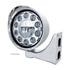 31583 by UNITED PACIFIC - Headlight - Motorcycle, "Chopper", RH/LH, 7" Round, Chrome Housing, Low Beam, with Billet Style Bezel and Smooth Visor, 1 High Power LED