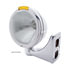 31770 by UNITED PACIFIC - Headlight - RH/LH, 7", Round, Chrome Housing, H4 Bulb, with 4 Amber LED Signal Light with Amber Lens