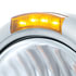 32059 by UNITED PACIFIC - Headlight - Half-Moon, RH/LH, 7", Round, Polished Housing, H4 Bulb, with 10 Amber LED Accent Light and 4 LED Turn Signal Light, with Amber Lens