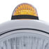 32412 by UNITED PACIFIC - Guide Headlight - 682-C Style, RH/LH, 7", Round, Powdercoated Black Housing, H6024 Bulb, with Top Mount, 5 LED Dual Mode Signal Light, Amber Lens