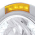 32450 by UNITED PACIFIC - Headlight - Half-Moon, RH/LH, 7", Round, Polished Housing, H4 Bulb, with Bullet Style Bezel, with 34 Bright White LED Position Light and 4 Amber LED Dual Mode Signal Light, Amber Lens