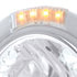 32453 by UNITED PACIFIC - Headlight - Half-Moon, RH/LH, 7", Round, Polished Housing, H4 Bulb, with Bullet Style Bezel, with 34 Bright White LED Position Light and 4 Amber LED Signal Light, Clear Lens
